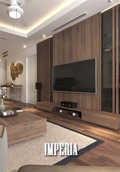  Thiết kế nội thất chung cư độc đáo với chất liệu gỗ óc chó tại Imperia Garden