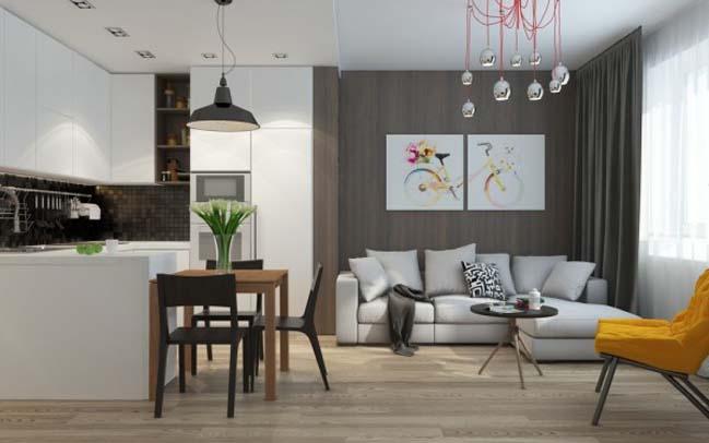 Kết quả hình ảnh cho Mẫu thiết kế nội thất căn hộ chung cư 45m2