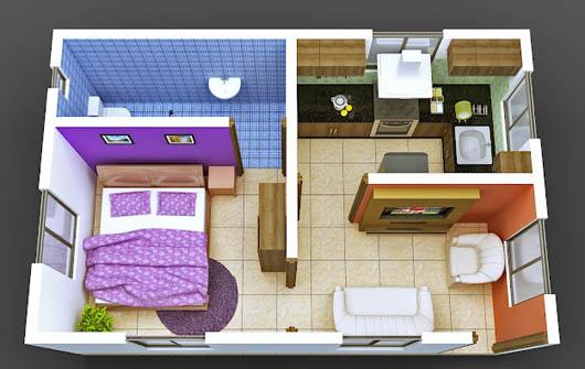 Kết quả hình ảnh cho Mẫu thiết kế nội thất căn hộ chung cư 45m2